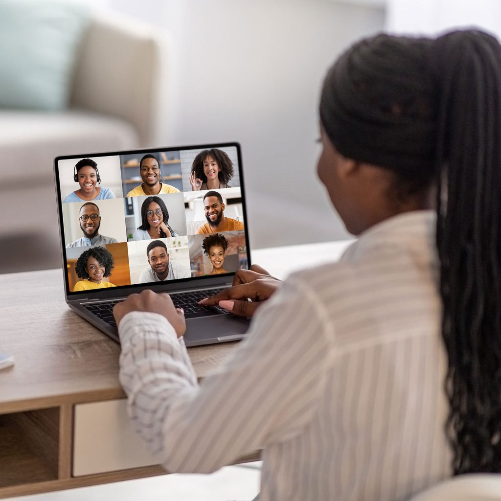 Woman in an online meeting